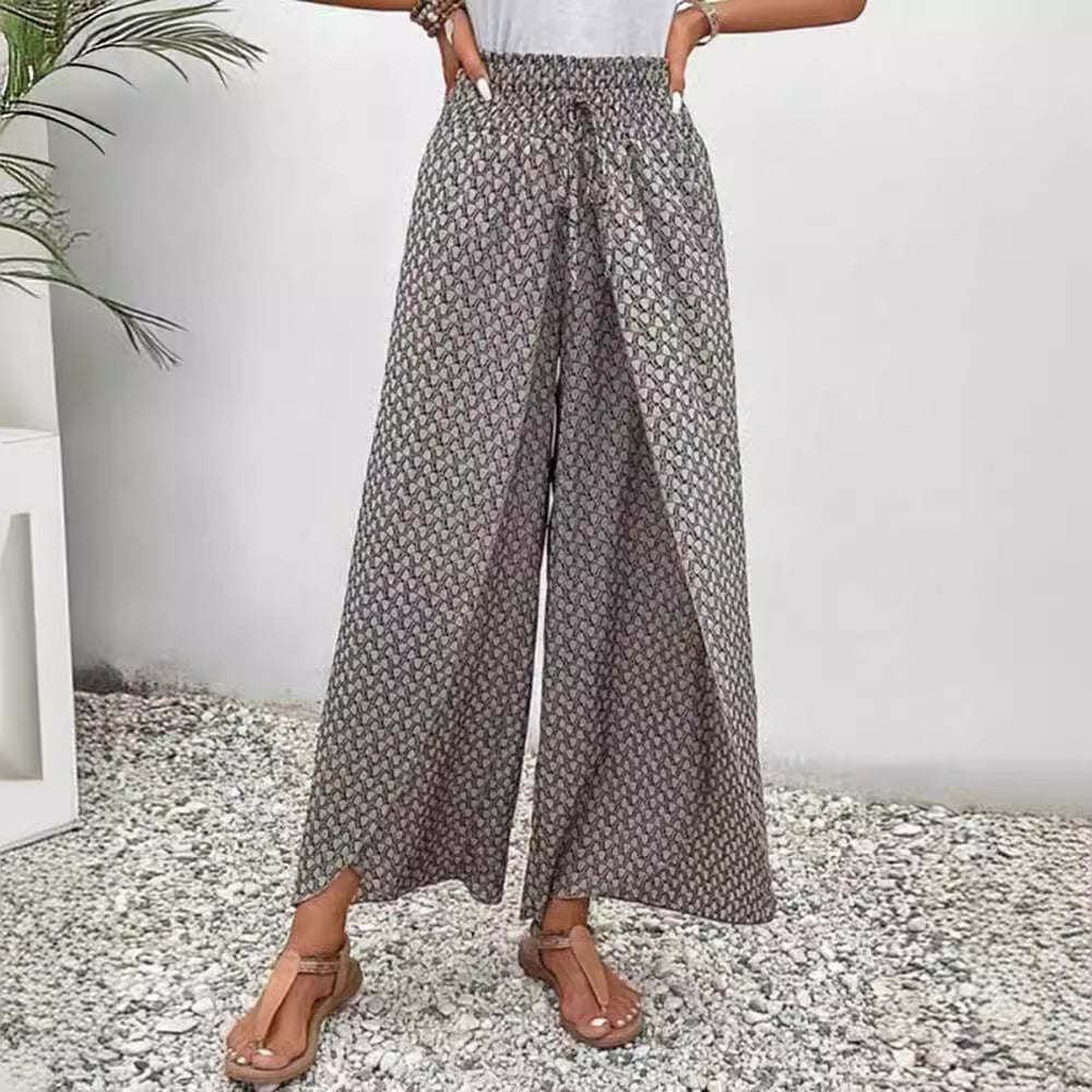 Damen nan weite Sommerhose mit gesmoktem Gummibund und Palazzo-Silhouette Echo Archiv