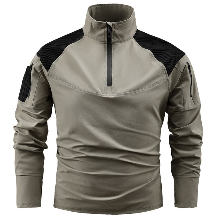 Herren nan taktisches Combat-Fieldshirt mit Halbreißverschluss, atmungsaktiven Mesh-Schultern und multifunktionalen Ärmeltaschen Echo Archiv