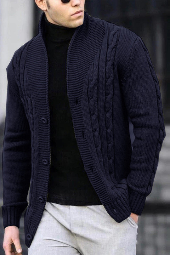 Herren Strickjacke mit Kabelmuster und Schalkragen Echoarchiv