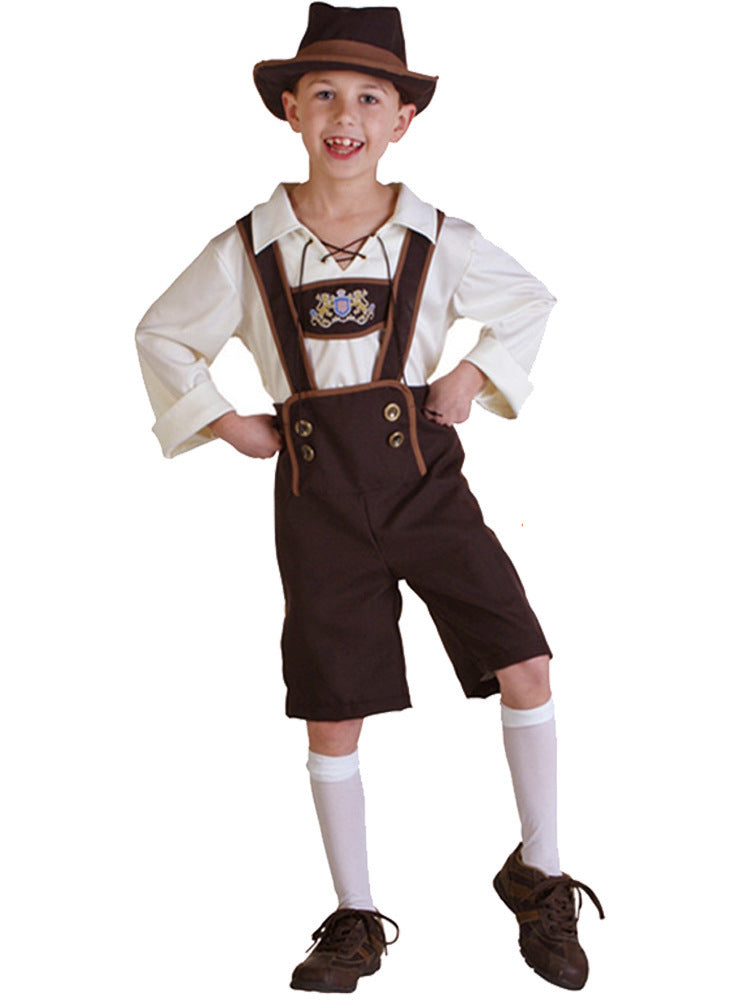 Jungen Trachtenkostüm mit langer Bluse und Hosenträger Echo Archiv