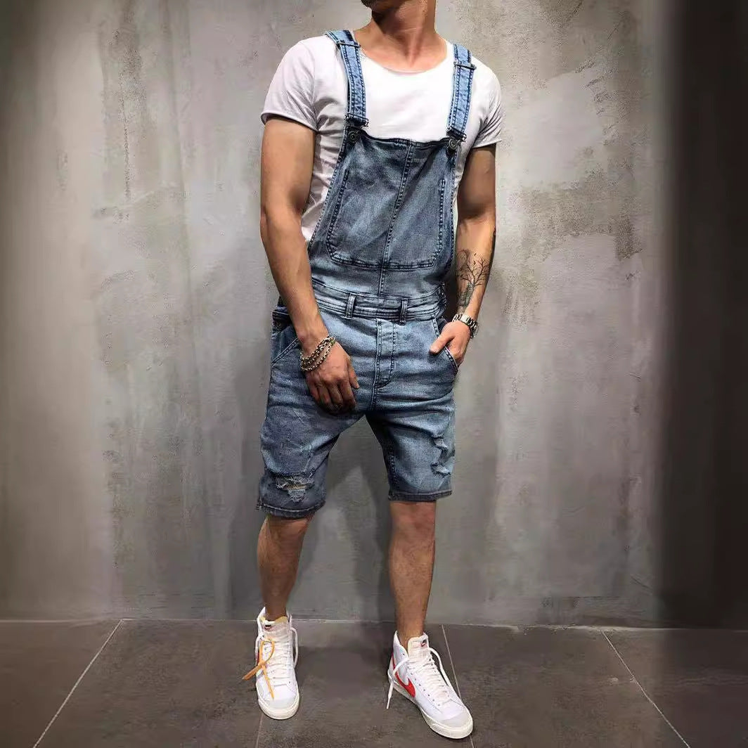 Herren Denim-Latzhose im modernen Used-Look