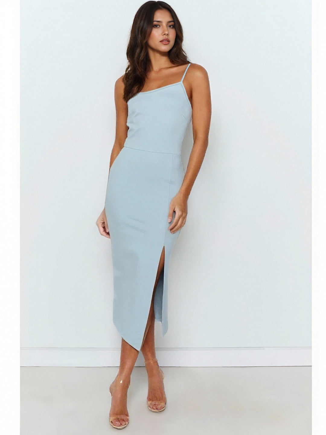 Damen Elegantes Midi-Kleid mit asymmetrischem Saum und Schlitz Echo Archiv