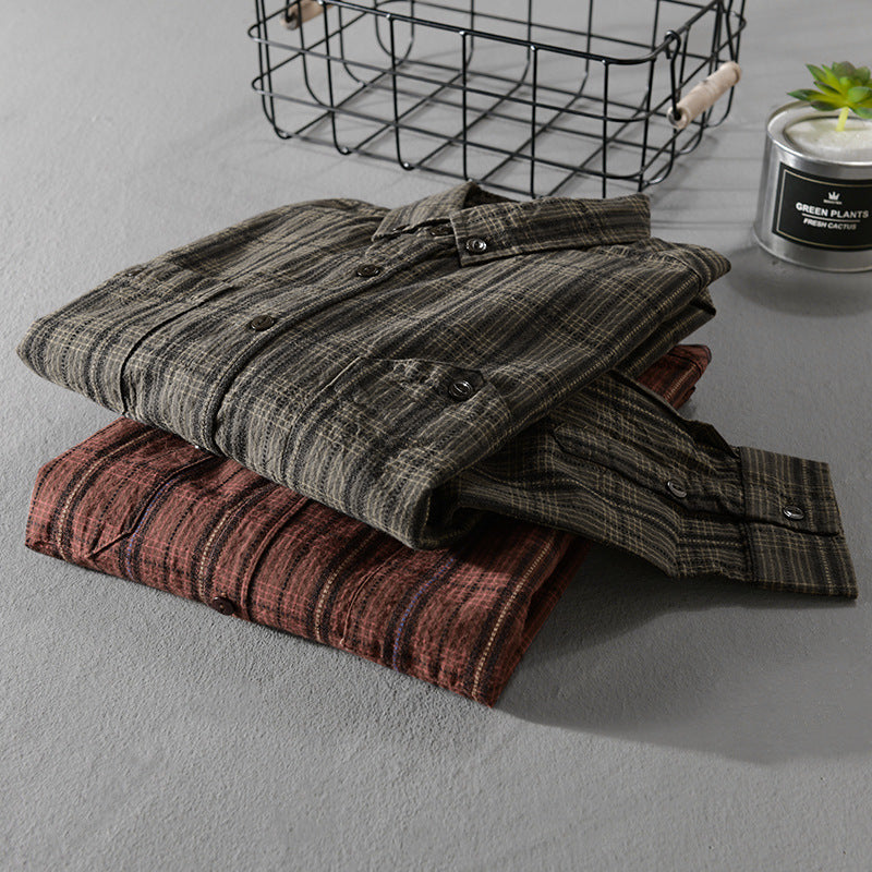 Herren Kariertes Flanell-Overshirt mit Button-Down-Kragen und aufgesetzten Brusttaschen Echoarchiv