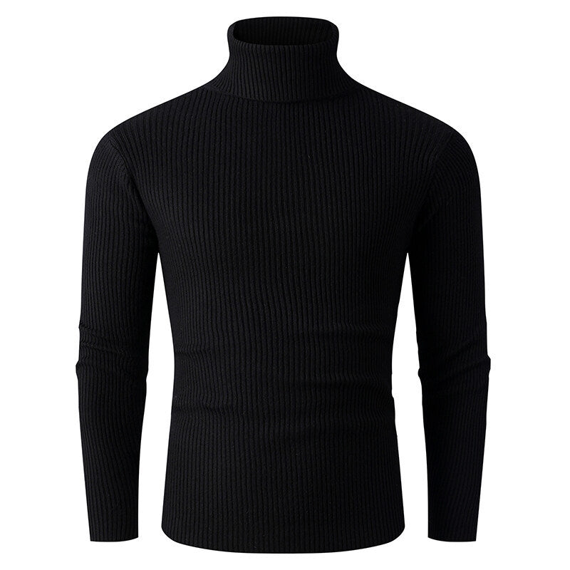 Herren nan taillierter Rippen-Strick Rollkragenpullover Slim Fit Echo Archiv