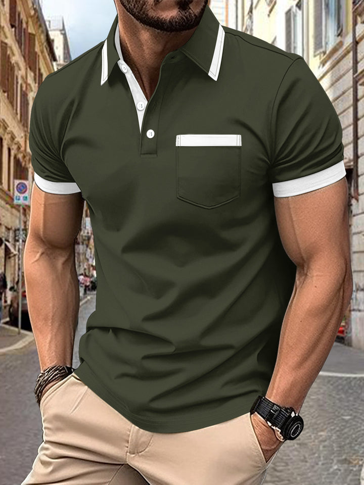 Herren modisches Kurzarm-Polohemd mit kontrastierenden Details Echoarchiv
