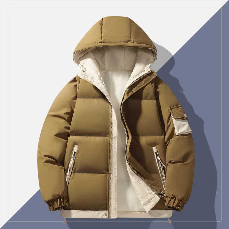 Herren urban gepolsterter Anorak mit Kapuze, kontrastierendem Futter und Mehrfachtaschen – Marzano