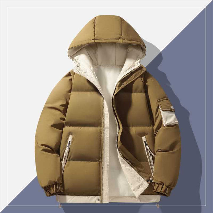 Herren urban gepolsterter Anorak mit Kapuze, kontrastierendem Futter und Mehrfachtaschen – Marzano