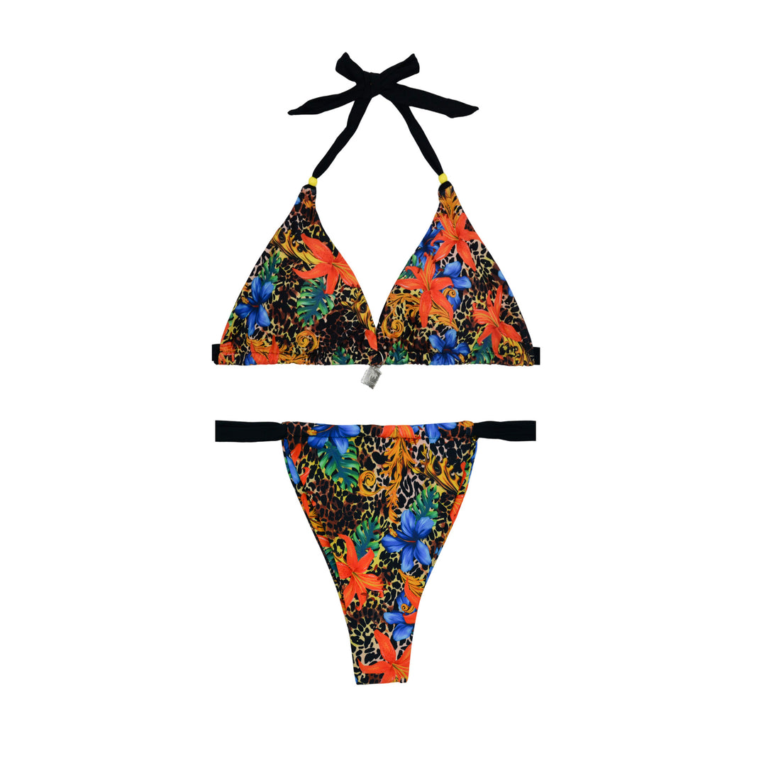 Damen Triangel-Bikini mit buntem Blumenmuster und verstellbaren Trägern Echo Archiv