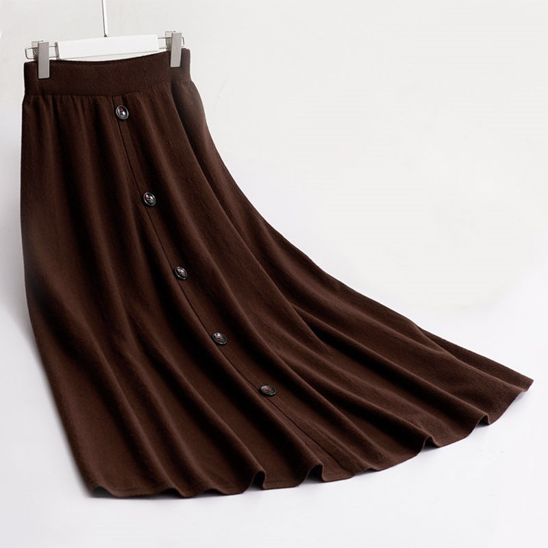Damen Langer Faltenrock mit Knopfdetails Echo Archiv