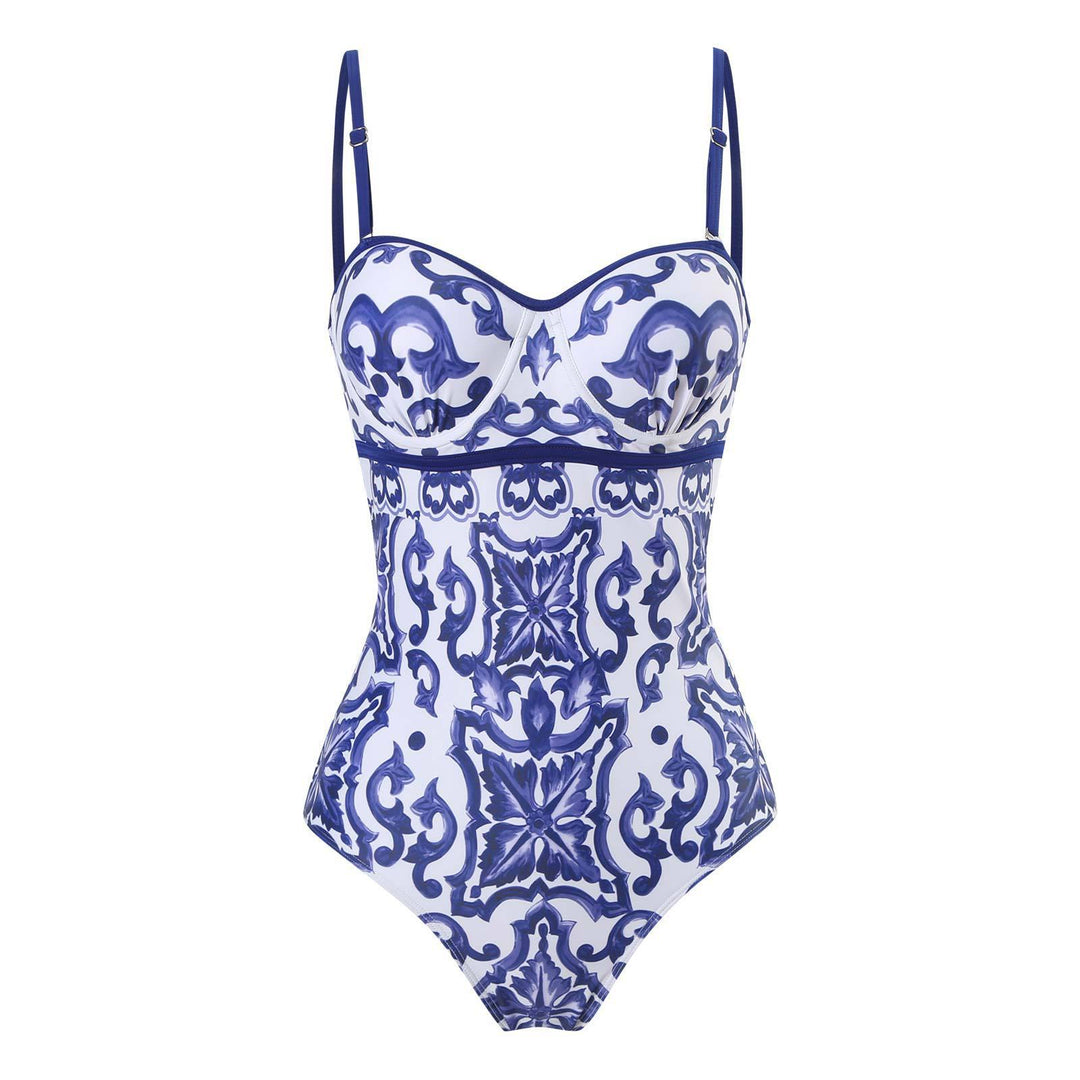 Damen Einteiler Badeanzug mit elegantem Wickelrock Echo Archiv