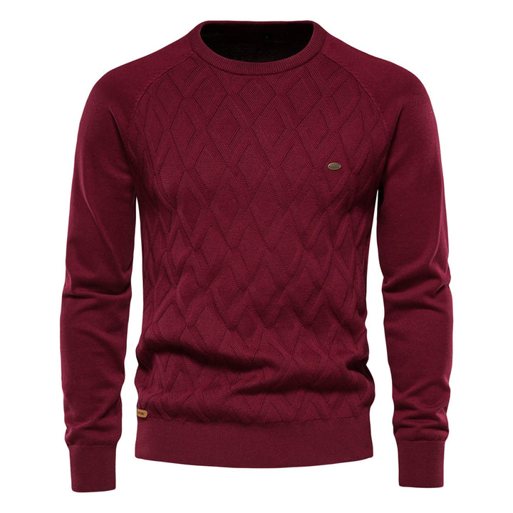 Herren Strickpullover mit strukturierter Rautenmuster-Optik und modischem Rundhalsausschnitt Echoarchiv
