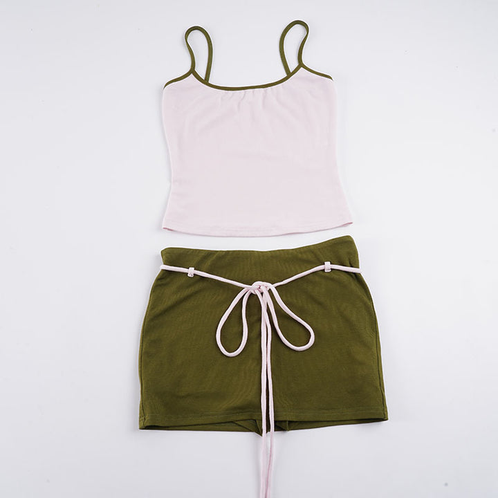 Damen Sportliches Tanktop mit hohem Taillenbund und bindbarem Rock Echo Archiv