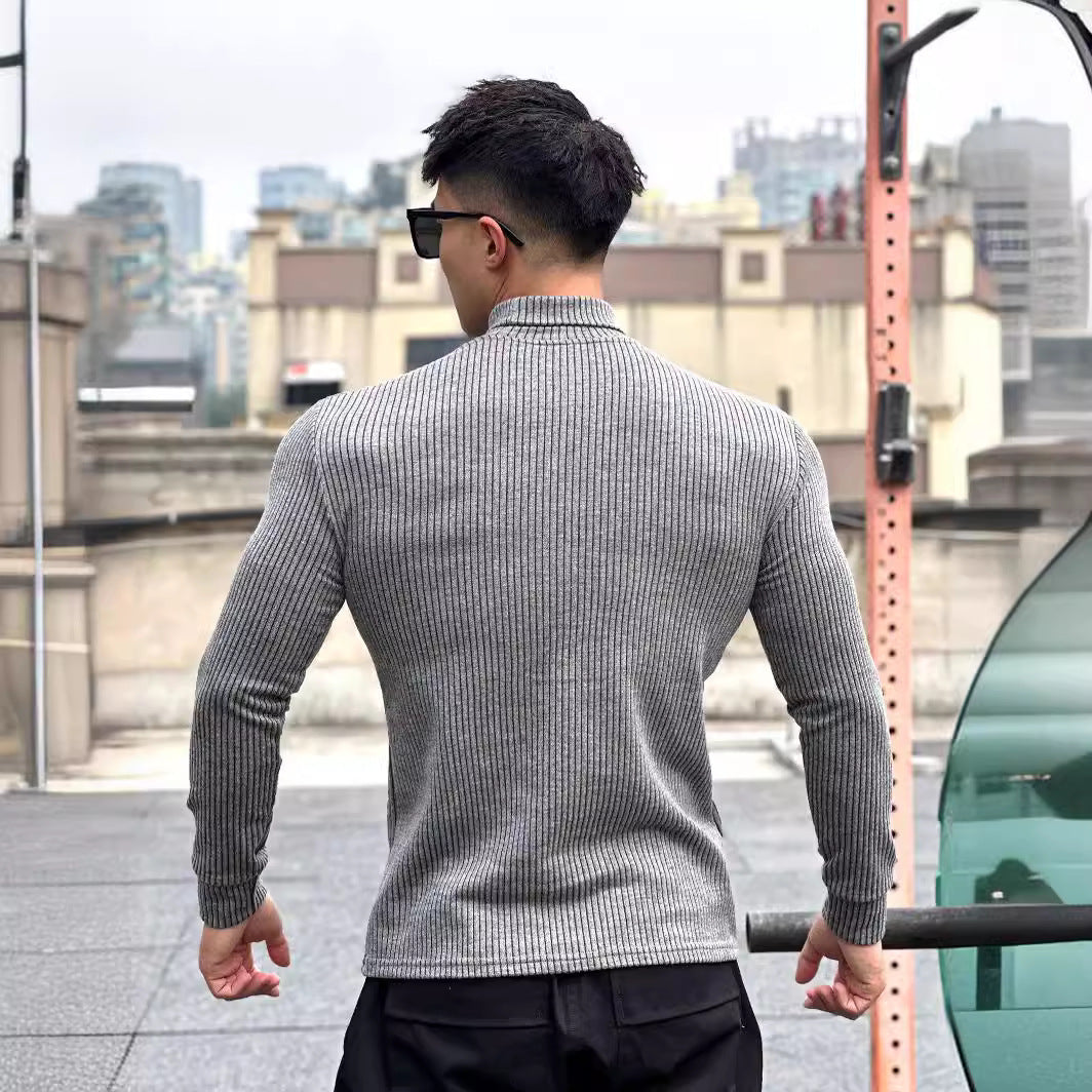Herren elegantes Langarmshirt mit modischer Rippstruktur Echoarchiv