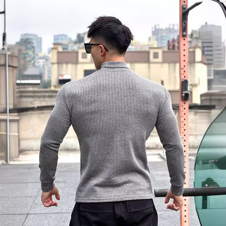 Herren elegantes Langarmshirt mit modischer Rippstruktur Echoarchiv