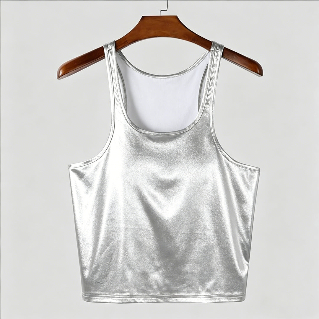 Damen nan tailliertes Glanz-Tanktop mit Racerback und feiner Nahtverarbeitung Echo Archiv