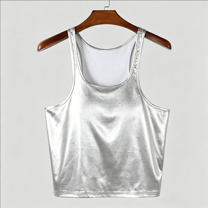 Damen nan tailliertes Glanz-Tanktop mit Racerback und feiner Nahtverarbeitung Echo Archiv