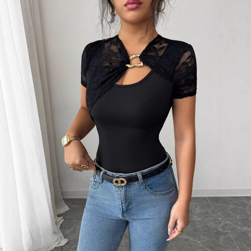 Damen nan kurzes Spitzen-Capelet mit dekorativem Metallclip und kurzen Ärmeln Echo Archiv