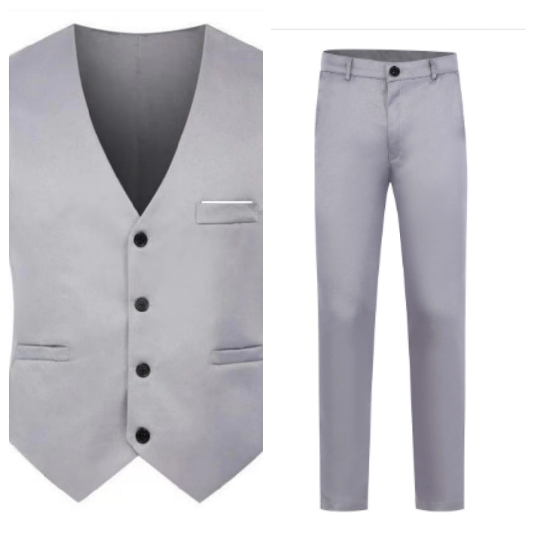 Herren nan elegante Satinweste mit V-Ausschnitt und schmal geschnittene Anzughose Echo Archiv