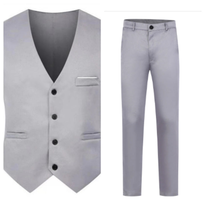 Herren nan elegante Satinweste mit V-Ausschnitt und schmal geschnittene Anzughose Echo Archiv