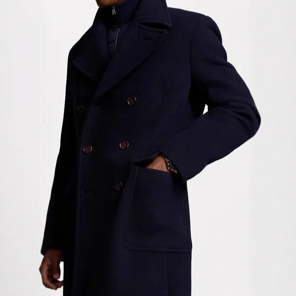 Herren eleganter doppelter Wollmantel mit abnehmbarer Steppjacke Echoarchiv