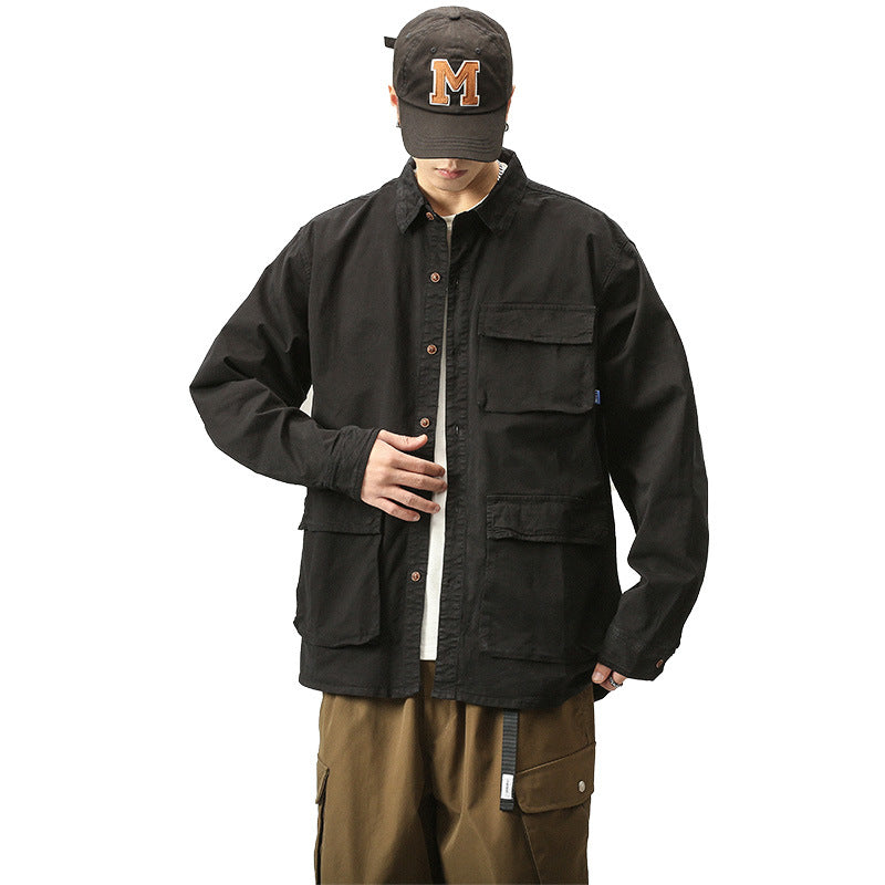 Herren Militärinspirierte Fieldjacke mit Mehrfach-Taschen und lockerem Schnitt Echo Archiv