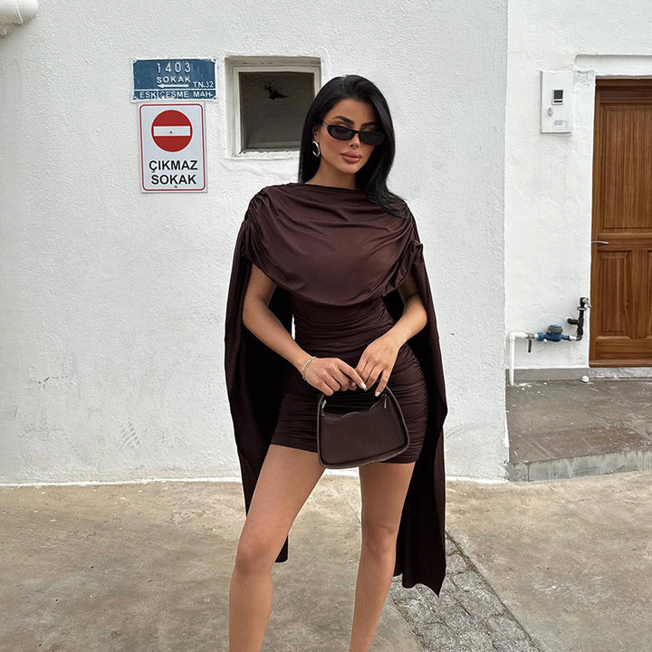 Damen modisches Minikleid mit schickem Überwurf und dezenter Raffung Echo Archiv