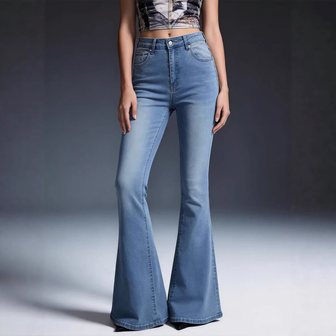 Damen nan hochtaillierte Schlagjeans mit figurformender Passform und weitem ausgestelltem Bein Echo Archiv