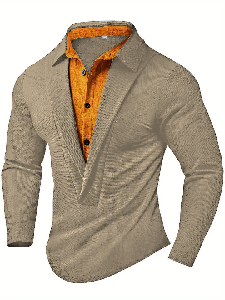 Herren Elegantes Langarmhemd mit modernem Kragen und texturiertem Design Echoarchiv
