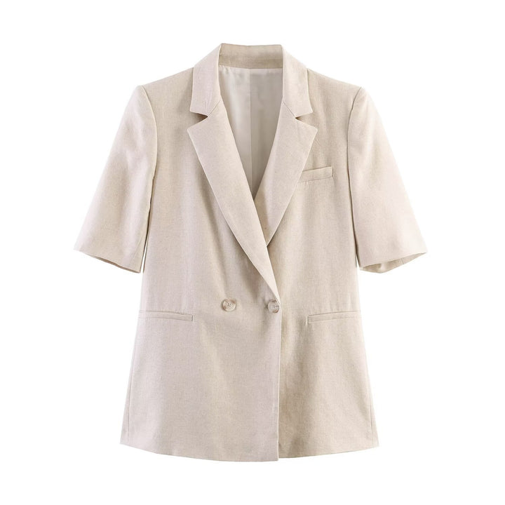Damen Weite Leinenhose mit eleganten Falten und hohem Bund Echo Archiv