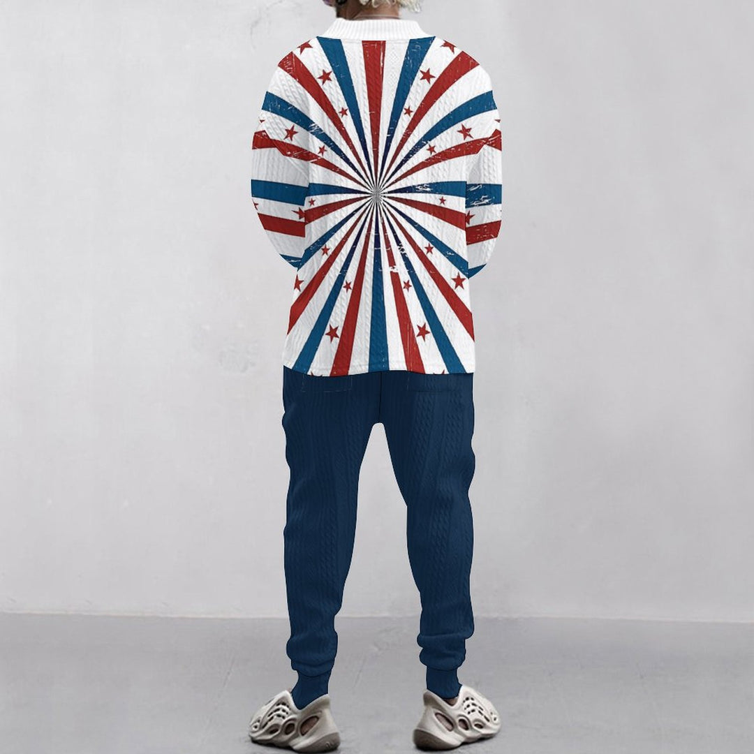 Herren lässiger Pullover mit farbenfrohem Sternen-Design und lockerer Passform Echoarchiv