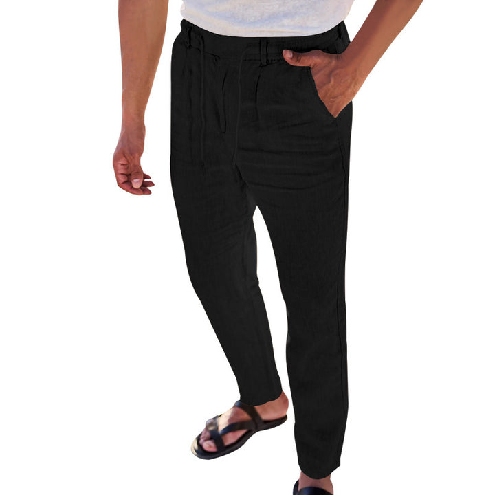 Herren lässige Leinenhose mit elastischem Bund und praktischen Seitentaschen Echoarchiv