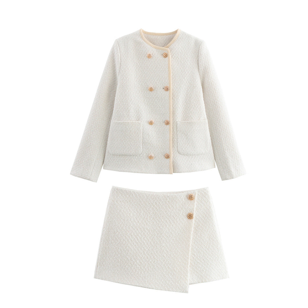 Damen Bouclé‑Tweed‑Kurzjacke mit goldknöpfen, Rundhals und aufgesetzten Taschen Echo Archiv