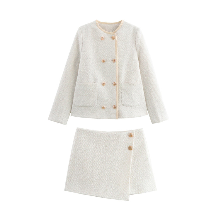 Damen Bouclé‑Tweed‑Kurzjacke mit goldknöpfen, Rundhals und aufgesetzten Taschen Echo Archiv