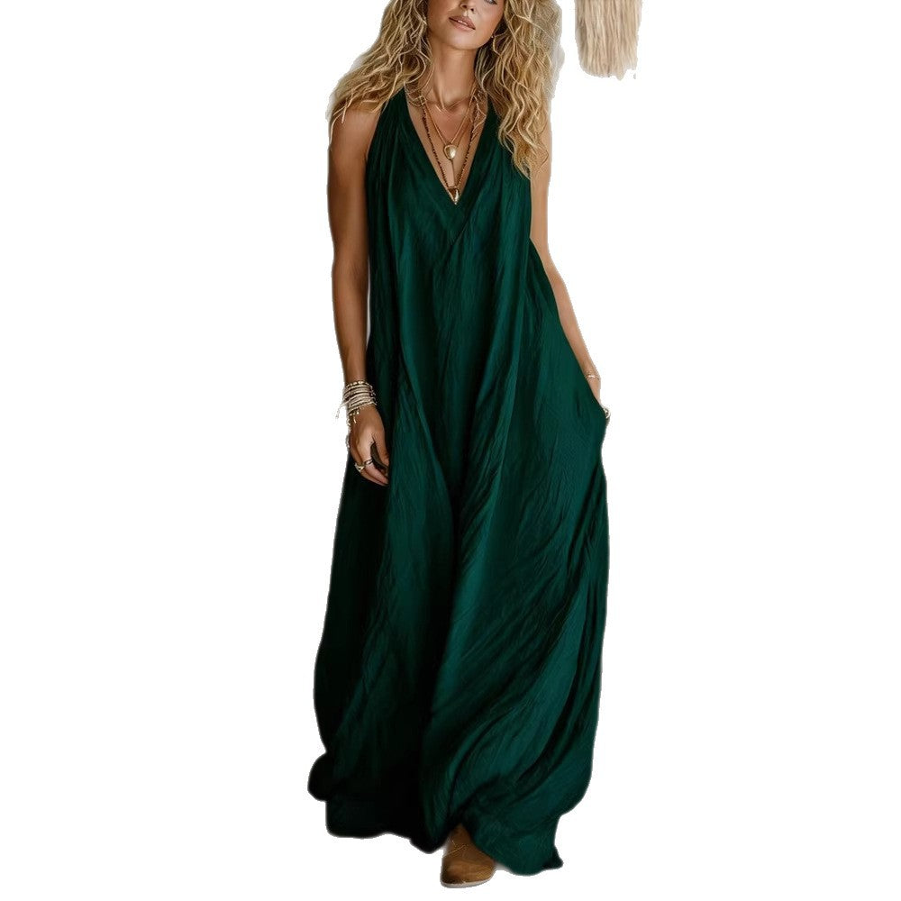Damen Luftiges Maxikleid mit tiefem V-Ausschnitt Echo Archiv