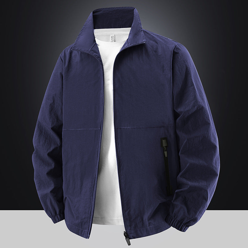 Herren Leichte Baumwoll-Mix-Übergangsjacke mit Stehkragen und verdecktem Reißverschluss Echo Archiv