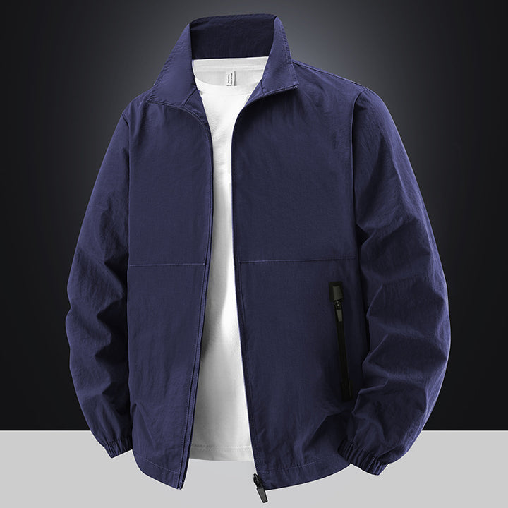 Herren Leichte Baumwoll-Mix-Übergangsjacke mit Stehkragen und verdecktem Reißverschluss Echo Archiv