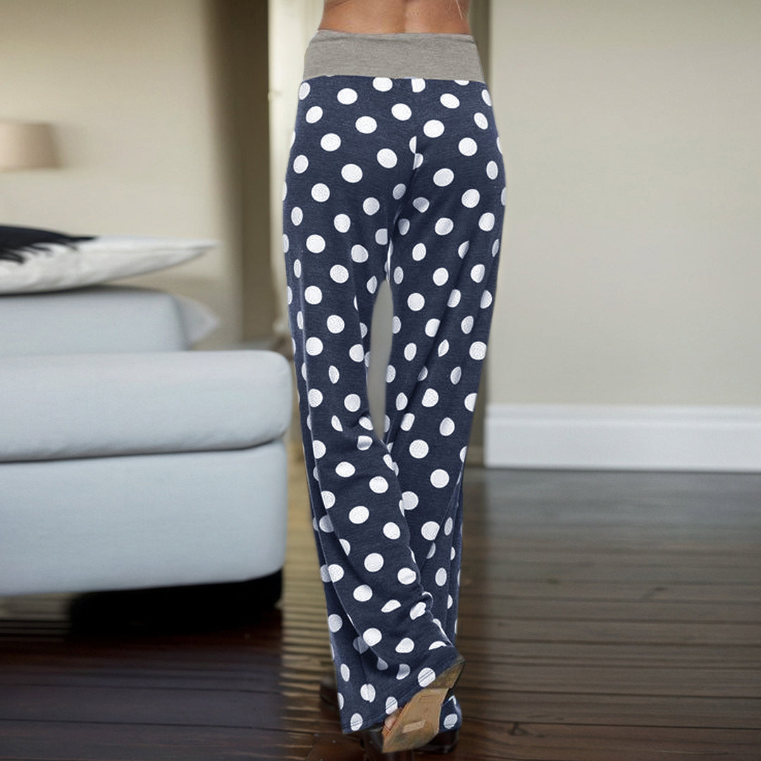 Damen nan ausgestellte Palazzo-Loungehose mit hohem Komfortbund, Kordelzug und gepunktetem Dessin Echo Archiv