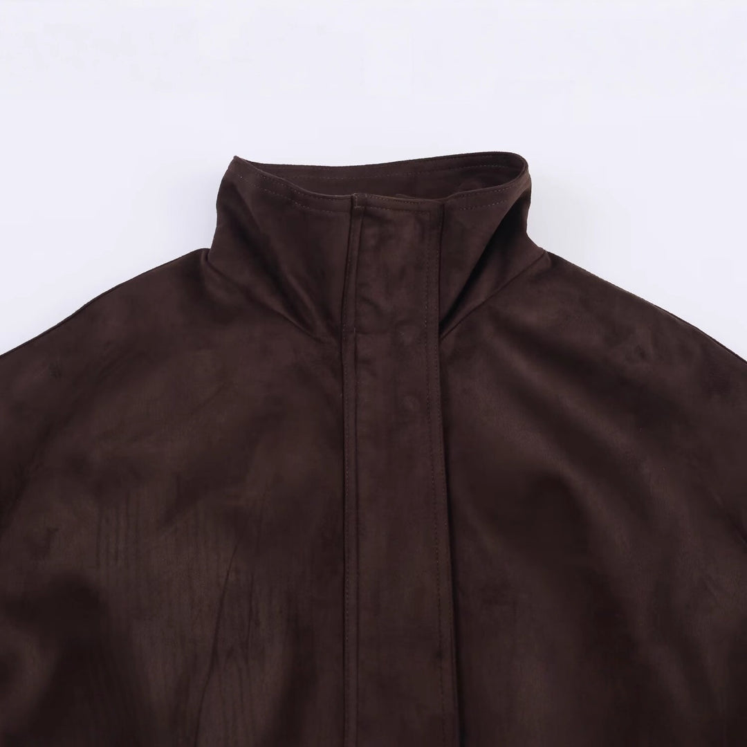 Damen Oversize Veloursjacke mit hohem Stehkragen und elastischem Saum Echo Archiv