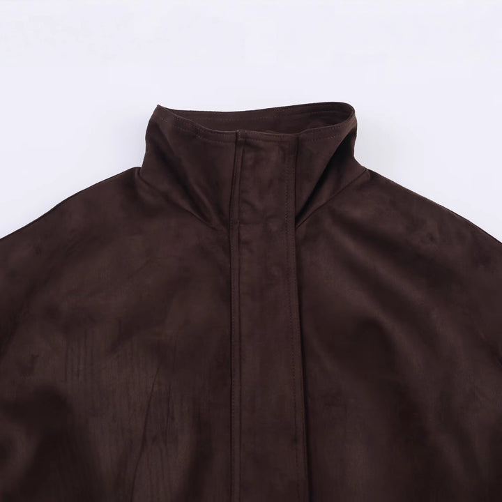 Damen Oversize Veloursjacke mit hohem Stehkragen und elastischem Saum Echo Archiv