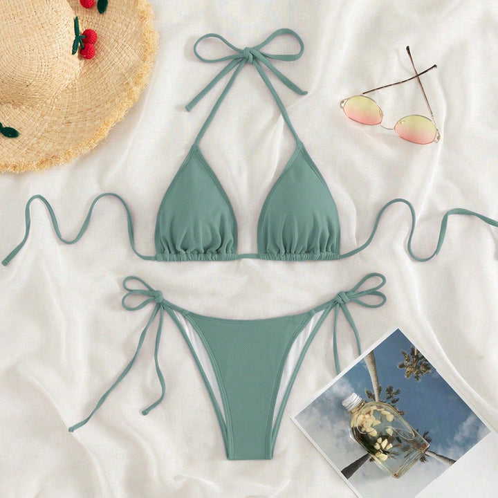 Damen Triangel-Bikini mit verstellbaren Bindebändern und hoher Beinausschnitt Echo Archiv