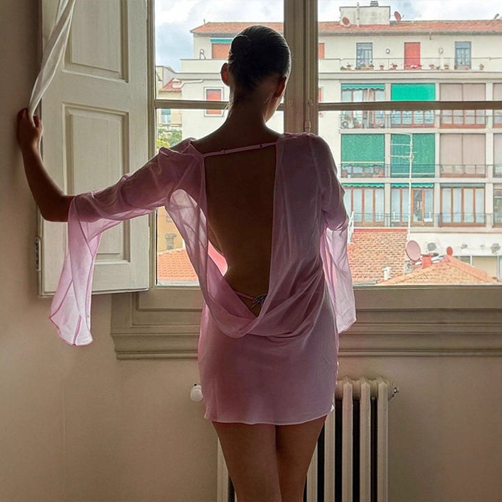 Damen Elegantes Chiffon-Oberteil mit tiefem Rückenausschnitt Echo Archiv