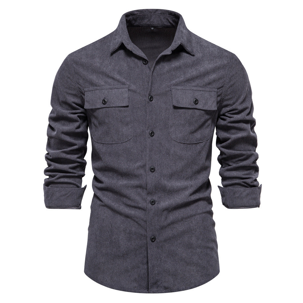 Herren nan feines Cord-Übershirt mit Brustpatten, durchgehender Knopfleiste und körpernaher Silhouette Echo Archiv