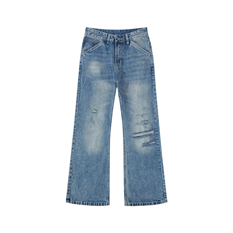 Damen Weite Distressed Denim-Jeans im Palazzo-Schnitt Echoarchiv