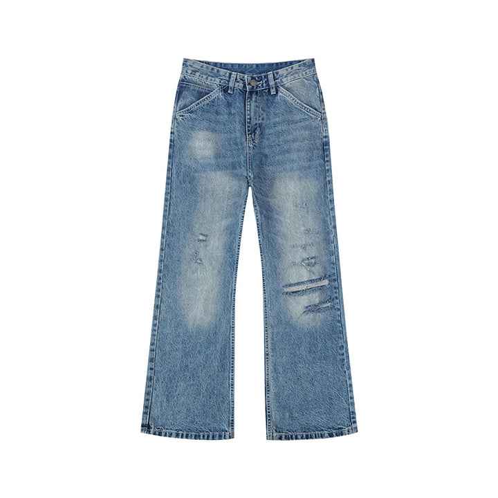 Damen Weite Distressed Denim-Jeans im Palazzo-Schnitt Echoarchiv