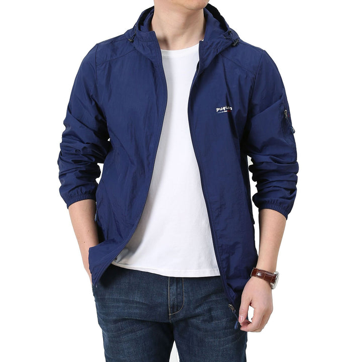 Herren Leichte Windbreaker-Jacke mit verstellbarer Kapuze Echo Archiv 1787797828