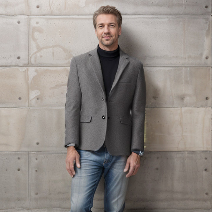 Herren eleganter Wollblazer im klassischen Schnitt mit feiner Textur Echoarchiv