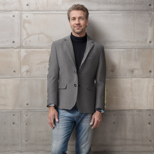 Herren eleganter Wollblazer im klassischen Schnitt mit feiner Textur Echoarchiv