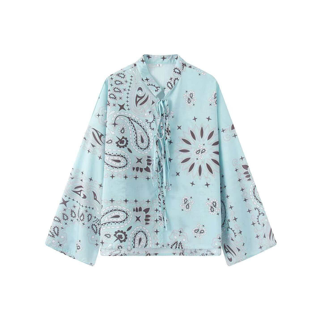 Damen nan weit geschnittene Palazzo-Hose mit Paisley-Print und elastischem Bund Echo Archiv