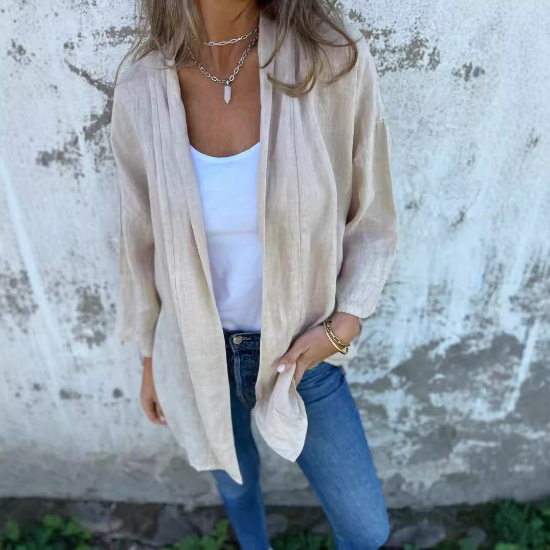 Damen lässige Sommerjacke aus leichtem Leinen Echoarchiv