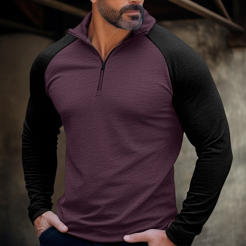 Herren Sportlicher Langarmpullover mit halbem Reißverschluss und ergonomischem Schnitt Echoarchiv